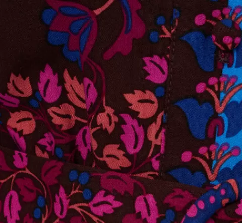 Adrianna Papell Abstract Print Button Down Dress With Three Quarter Bell Sleeves In Brown Multi BROWNMULTI New