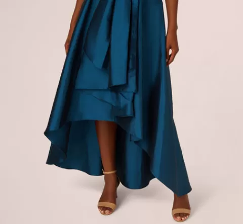 Adrianna Papell Bead Taffeta High Low Long Dress In Teal Sapphire Gold TEALSAPPHIRE-GOLD Shop