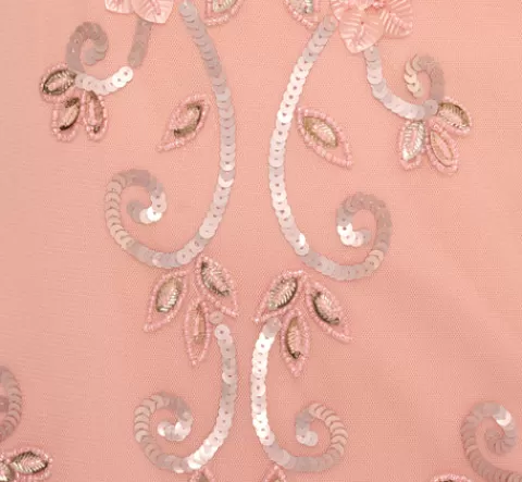 Adrianna Papell Beaded Blouson Mermaid Gown With Sheer Short Sleeves In Coral Coast CORALCOAST Best