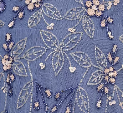 Adrianna Papell Beaded Midi Dress With Sheer Ruffled Sleeves In French Blue FRENCHBLUE Outlet