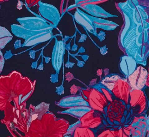 Adrianna Papell Bright Floral Print Midi Dress With Flutter Sleeves In Navy Pink Multi NAVY-PINKMULTI Sale