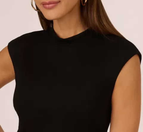 Adrianna Papell Cap Sleeve A Line Dress With Twisted Waist In BLACK Outlet