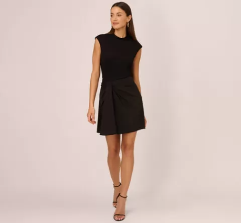 Adrianna Papell Cap Sleeve A Line Dress With Twisted Waist In BLACK Outlet
