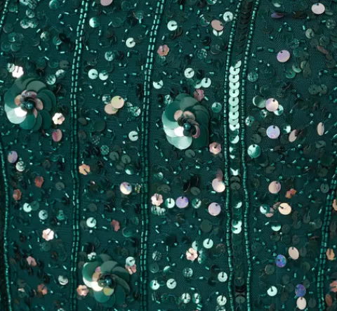 Adrianna Papell Cap Sleeve Sequin Beaded Dress With Mock Neckline In Gem Green GEMGREEN Discount