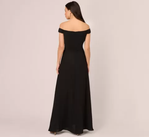 Adrianna Papell Colorblock Off The Shoulder Wide Leg Jumpsuit In Black Ivory BLACK-IVORY Outlet