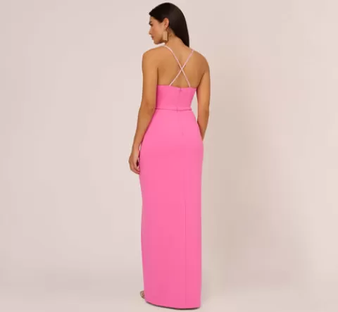 Adrianna Papell Cowl Neck Column Gown With Draped Details In Pink Parfait PINKPARFAIT Best Sale