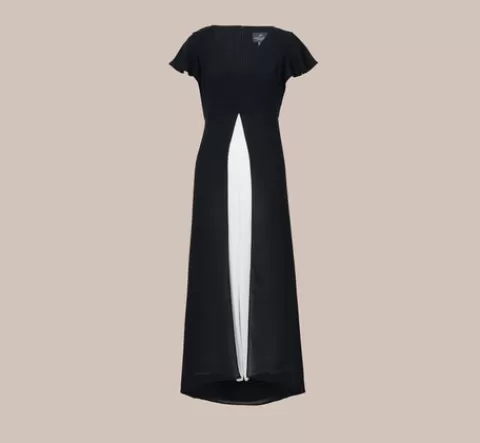 Adrianna Papell Crepe Cropped Jumpsuit With Gauze Overlay In Black Ivory BLACK-IVORY Best Sale