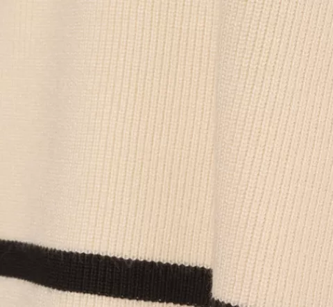 Adrianna Papell Crew Neck Pullover Sweater With Tipped Details In Cream Black CREAM-BLACK Flash Sale