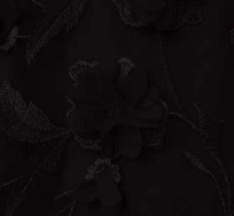 Adrianna Papell 3D Floral Embroidered Trapeze Dress With Open Bow Back In BLACK Cheap