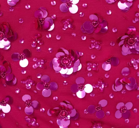 Adrianna Papell 3D Floral Hand-Beaded One-Shoulder Long Column Gown In Hot Orchid HOTORCHID Hot