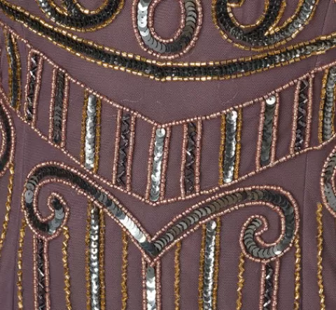 Adrianna Papell Deco Beaded Sheath Dress With Sheer Bell Sleeves In MOONSCAPE Outlet