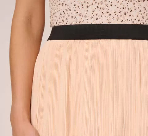 Adrianna Papell Dot Print Pleated Midi Skirt In Champagne Ivory Seed Dot CHAMPAGNE-IVORYSEEDDOT Outlet