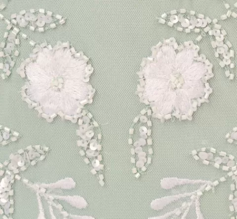 Adrianna Papell Floral Beaded Dress With Sheer Flutter Sleeves In Icy Sage Ivory ICYSAGE-IVORY Cheap