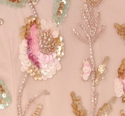 Adrianna Papell Floral Beaded Tiered Gown With Ruffle Details In Pink Multi PINKMULTI Hot