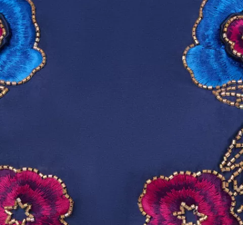 Adrianna Papell Floral Embroidered Mikado Midi Dress With Beaded Details In Light Navy LIGHTNAVY Best