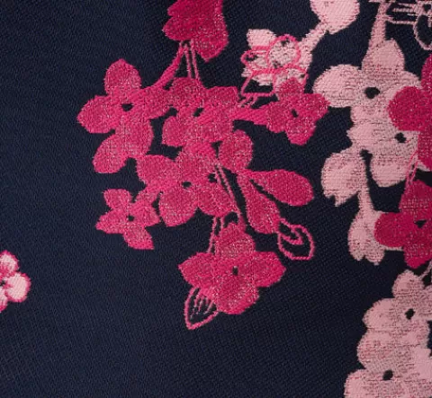 Adrianna Papell Floral Jacquard Ankle Length Dress With Off The Shoulder Neckline In Navy Pink Multi NAVY-PINKMULTI Shop