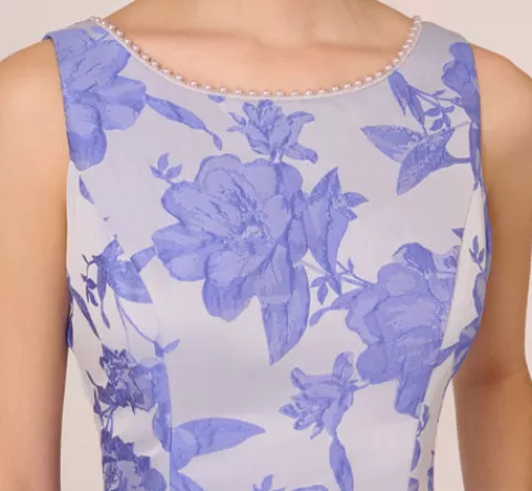 Adrianna Papell Floral Jacquard Fit And Flare Dress With Midi Skirt In Peri Cruise PERICRUISE Sale