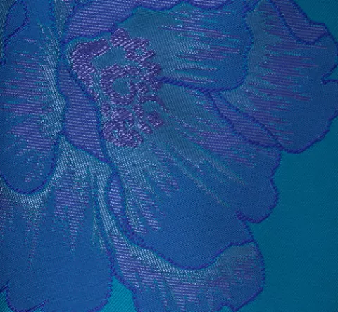 Adrianna Papell Floral Jacquard One Shoulder High Low Gown With Rosette Accent In Teal Blue TEAL-BLUE Shop