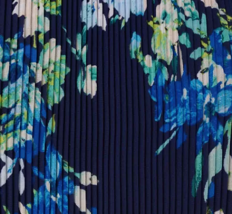 Adrianna Papell Floral Pleated Chiffon Dress With Mock Neckline In Navy Multi NAVYMULTI Fashion