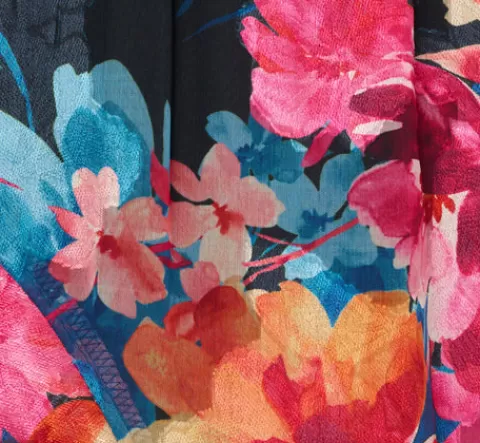 Adrianna Papell Floral Printed Halter Mermaid Gown With Ruffle Details In Navy Multi NAVYMULTI Sale