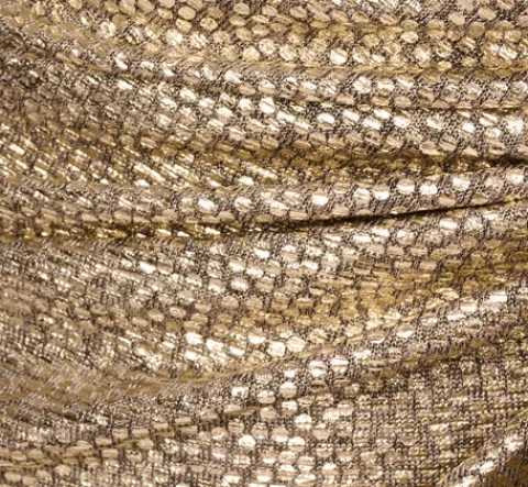 Adrianna Papell Foil Knit Faux Wrap Dress With Long Sleeves In Light Gold LIGHTGOLD Cheap