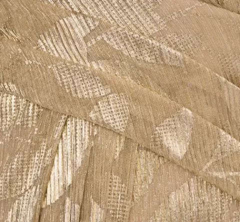 Adrianna Papell Foil Leaf Short Sleeve Gown With Draped Details In Champagne Gold CHAMPAGNE-GOLD Online