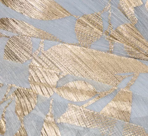 Adrianna Papell Foil Leaf Short Sleeve Gown With Draped Details In Light Blue Gold LIGHTBLUE-GOLD Cheap