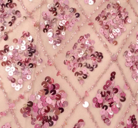 Adrianna Papell Geometric Sequin Beaded Gown With Scoop Neckline In Pink Multi PINKMULTI Hot