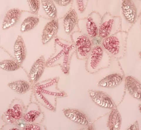 Adrianna Papell Hand Beaded Short Sleeve Floral Godet Gown In Blush Pink BLUSHPINK Online
