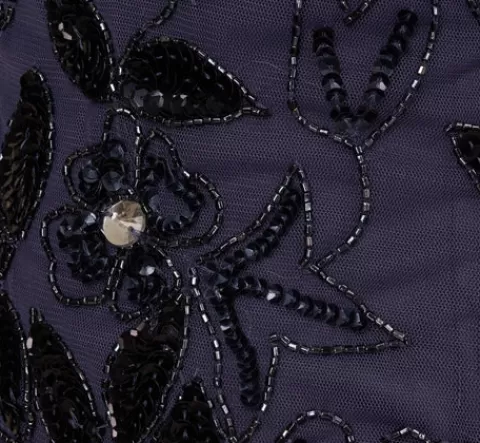 Adrianna Papell Hand Beaded Short Sleeve Floral Godet Gown In Smoky Peri SMOKYPERI Best