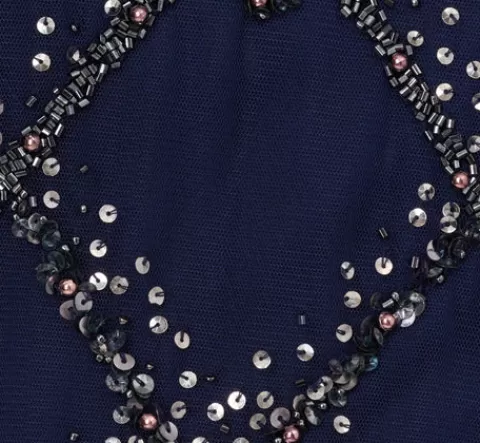 Adrianna Papell Hand-Beaded Blouson Long Gown With Flutter Sleeves In Light Navy LIGHTNAVY Best