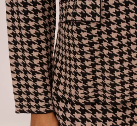 Adrianna Papell Houndstooth Blazer With Shawl Collar In Dusty Camel Soft Houndstooth DUSTYCAMELSOFTHOUNDSTOOTH Hot