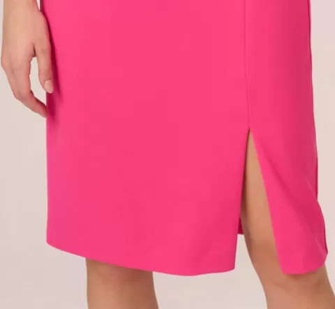 Adrianna Papell Knit Crepe Sleeveless Midi Dress With Asymmetrical Neckline In Electric Pink ELECTRICPINK Discount