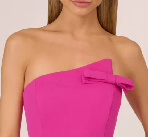 Adrianna Papell Knit Crepe Strapless Gown With Asymmetrical Neckline In Electric Passion ELECTRICPASSION Clearance