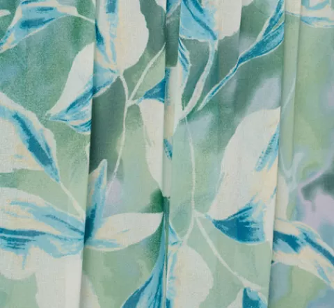 Adrianna Papell Leaf Print Chiffon Shirred Gown With Halter Neckline In SLATE Discount