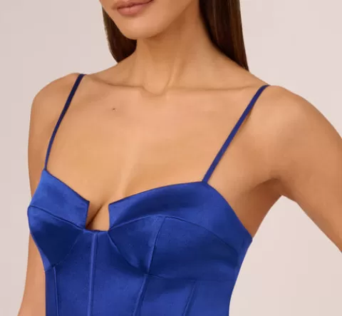Adrianna Papell Liquid Satin Gown With Corset Bodice In Royal Sapphire ROYALSAPPHIRE Best