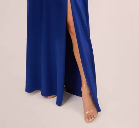 Adrianna Papell Liquid Satin Gown With Corset Bodice In Royal Sapphire ROYALSAPPHIRE Best