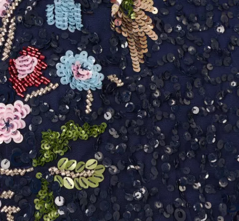 Adrianna Papell Multicolor Floral Beaded Mermaid Gown With Dolman Sleeves In Midnight Multi MIDNIGHTMULTI Hot