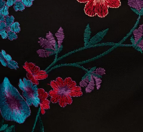 Adrianna Papell Multicolor Floral Embroidered Sheath Dress With Sheer Bell Sleeves In Black Multi BLACKMULTI Best