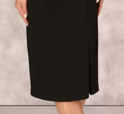 Adrianna Papell Off The Shoulder Midi Dress With Organza Bubble Sleeves In BLACK New