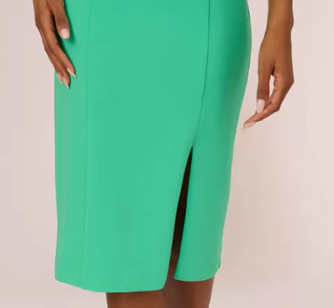 Adrianna Papell Off The Shoulder Midi Dress With Ruffle Details In Flora Green FLORAGREEN Online
