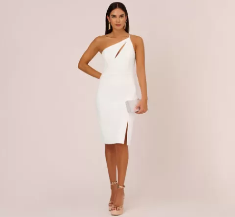 Adrianna Papell One Shoulder Crepe Dress With Cutout Neckline In IVORY Store