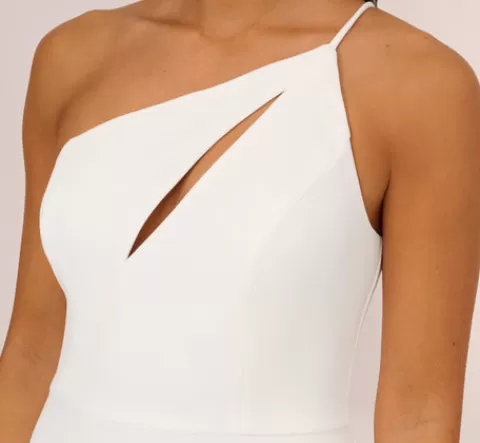 Adrianna Papell One Shoulder Crepe Dress With Cutout Neckline In IVORY Store