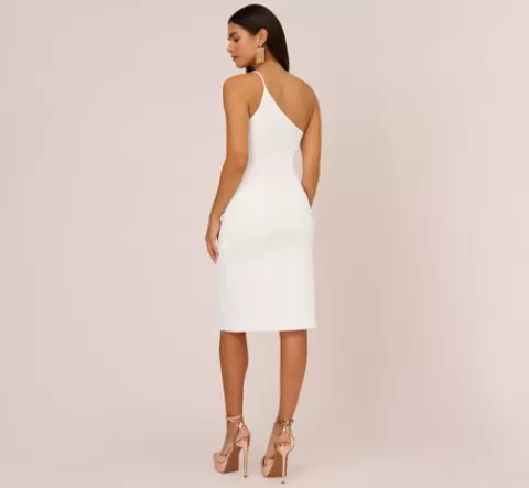 Adrianna Papell One Shoulder Crepe Dress With Cutout Neckline In IVORY Store