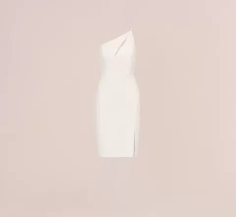 Adrianna Papell One Shoulder Crepe Dress With Cutout Neckline In IVORY Store
