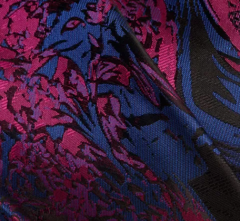 Adrianna Papell One Shoulder Jacquard Mermaid Gown With Drape Detail In Navy Orchid NAVY-ORCHID Shop