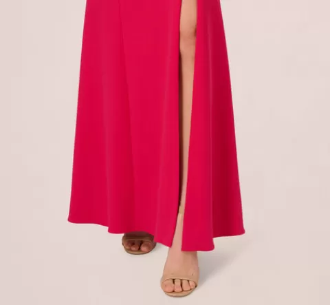 Adrianna Papell One Shoulder Mermaid Gown With Ruffled Neckline In Pink Cherry PINKCHERRY Best