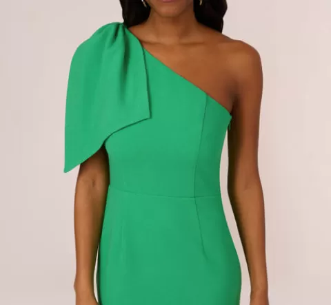 Adrianna Papell One Shoulder Midi Dress With Bow Accent In Summer Green SUMMERGREEN Online