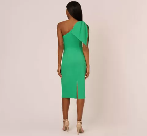 Adrianna Papell One Shoulder Midi Dress With Bow Accent In Summer Green SUMMERGREEN Online