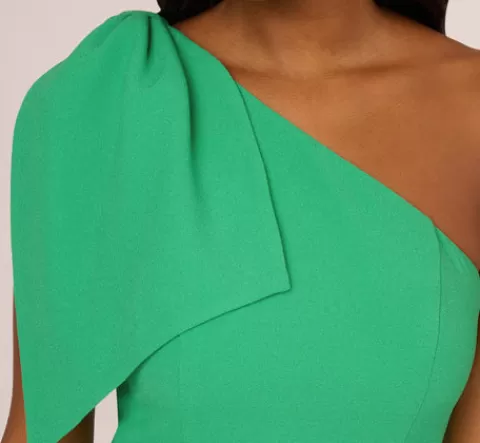 Adrianna Papell One Shoulder Midi Dress With Bow Accent In Summer Green SUMMERGREEN Online